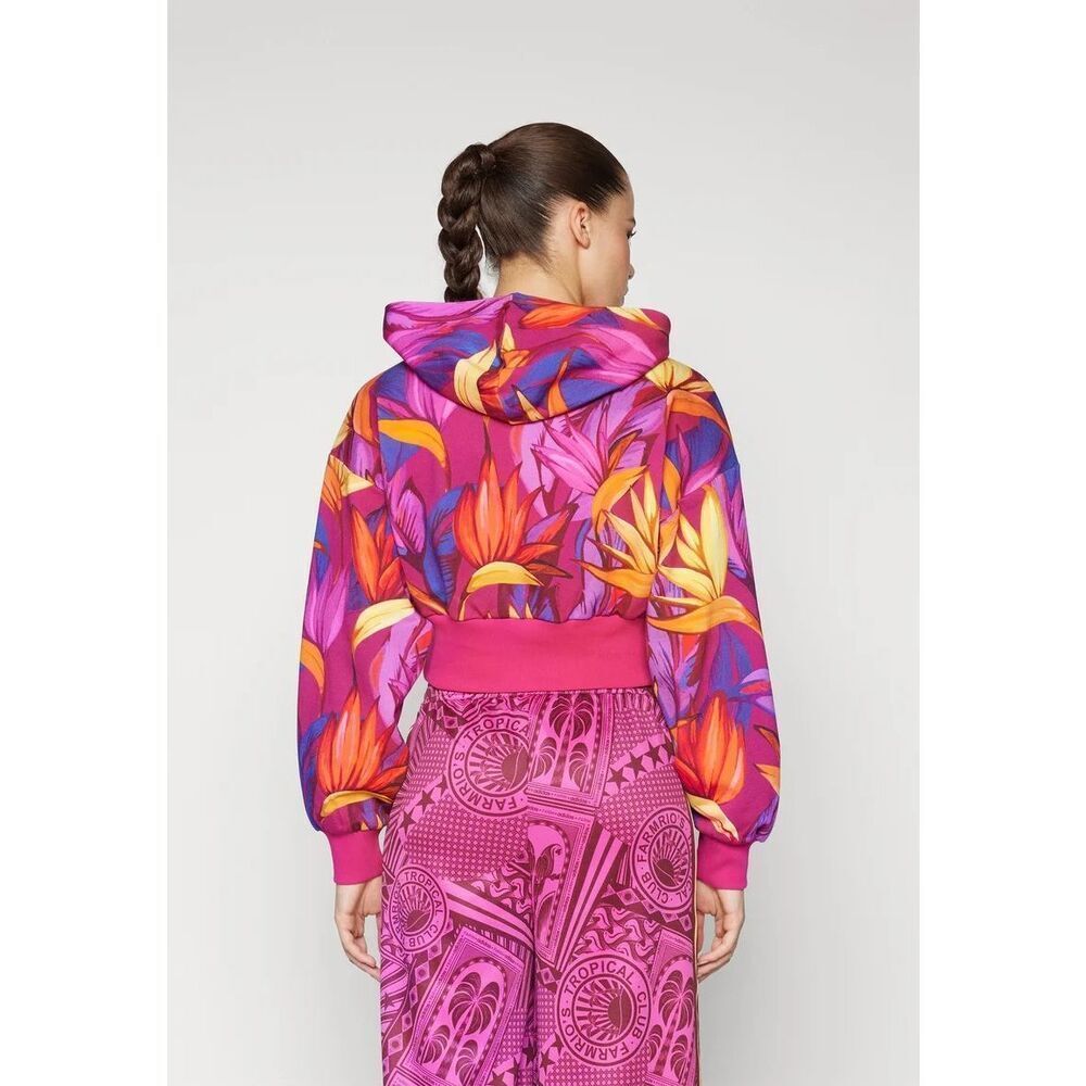 Adidas Farm Rio Women’s Birds of Paradise Bright Magenta Bold Pink Multi Cropped - Picture 4 of 10